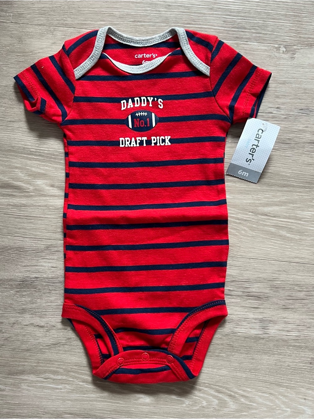 Carter's Red and Navy Striped 'Daddy's No.1 Draft Pick' Bodysuit